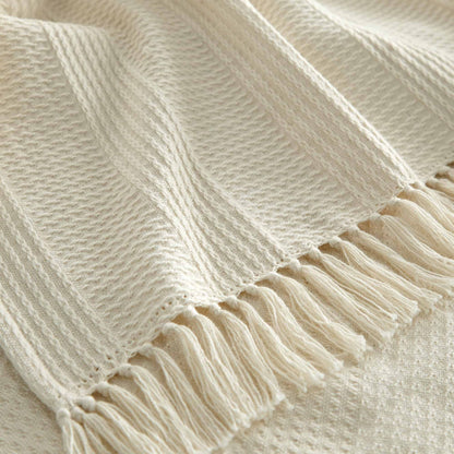 Organic Cotton Throw with Tassels Whisper Organics