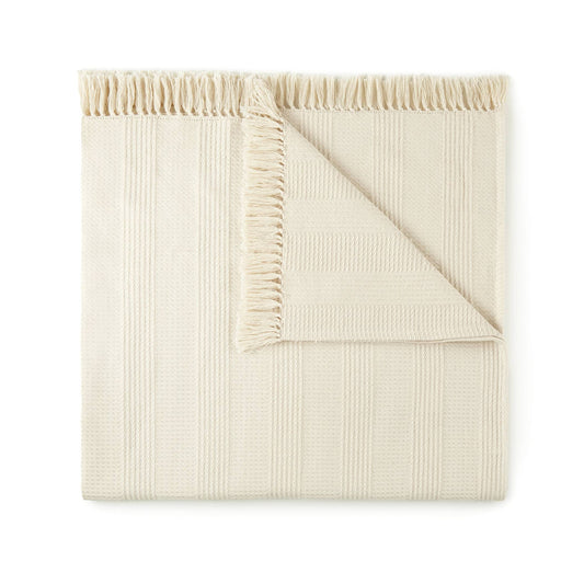 Organic Cotton Throw with Tassels Whisper Organics