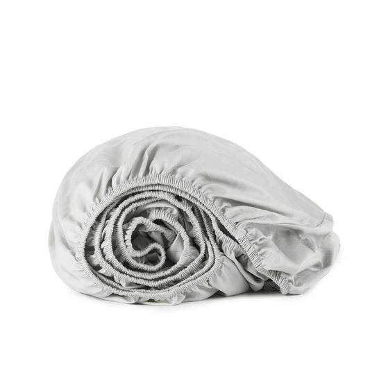 300 Thread Count Organic Fitted Sheet - Sateen - Twin, Silver Whisper Organics
