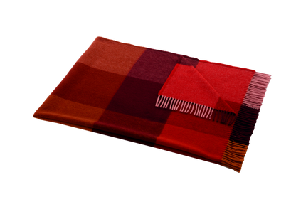 Colored Check Pure Wool Organic Throw