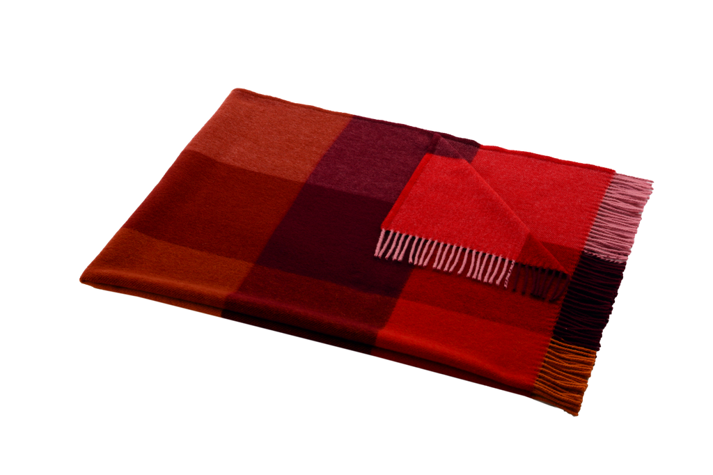 Colored Check Pure Wool Organic Throw