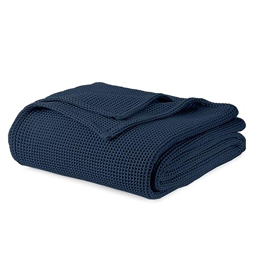 Waffle Blanket K/CK Navy